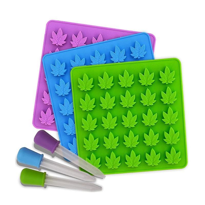 Asygv Marijuana Leaf Gummy Molds Silicone Candy Mold Novelty Gift - 3 Pack