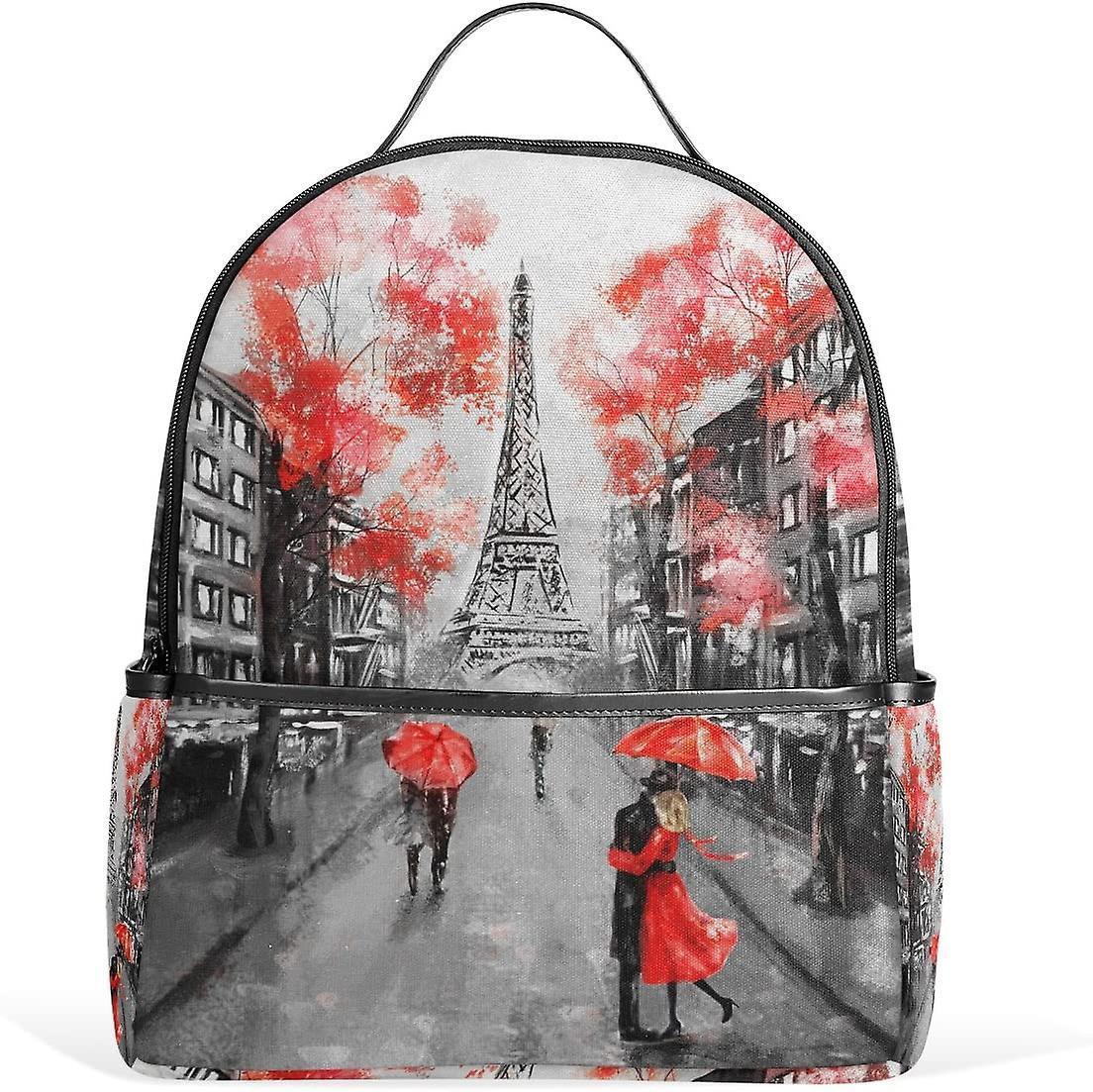 Smytv France Paris Eiffel Tower Painting Polyester Backpack School Travel Bag vdf