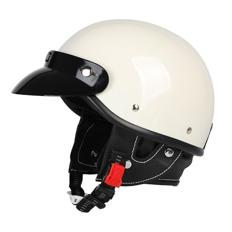 Motorcycle Summer Retro Half Helmet Harley Parade Safety for Men and Women    Motorcycle Helmets Milky white XL