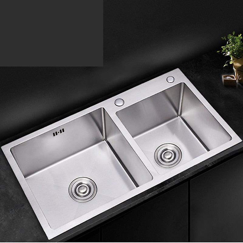 Slowmoose Stainless Steel Double Bowl Brushed Sink 78x43