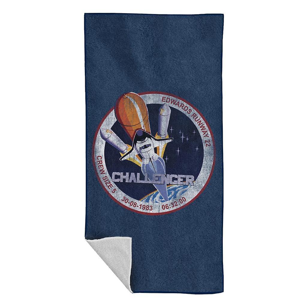 NASA STS 6 Challenger Mission Badge Distressed Beach Towel Navy Blue 70 x 140cm