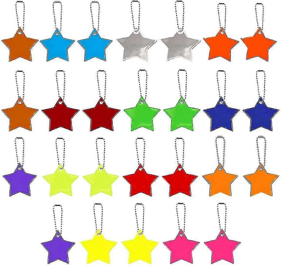 Asiv 26pcs Safety Reflector Pendant,kids Reflector Pendant,star Safety Reflector For School Bag Backpack Cycling Walking Running(13 Colors) -ys