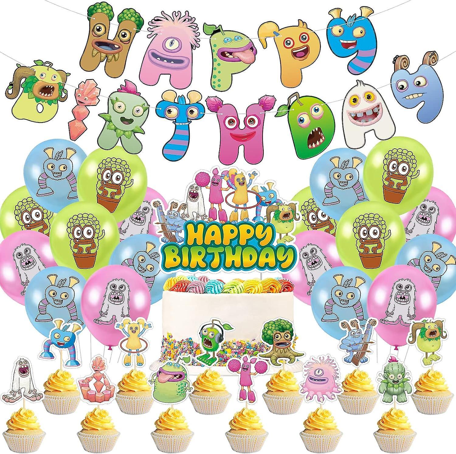 Heytea My Singing Monsters Birthday Party Decorations Monsters Party Supplies Party Banner Balloons Cake Toppers Decor