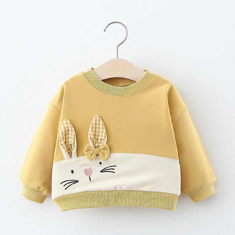 Slowmoose Cartoon Rabbit Pattern,  Long Sleeve Soft Cotton Sweatshirt yellow 12M