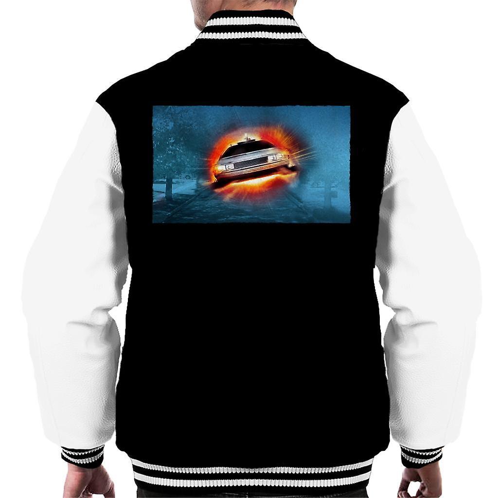 Back to the Future Delorean Cinematic Take Off Men's Varsity Jacket Black/White X-Large