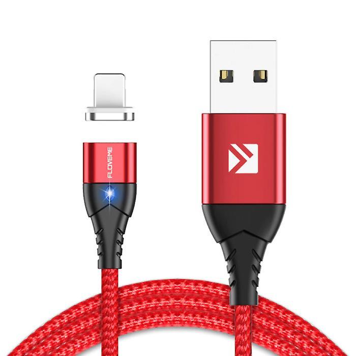 FLOVEME iPhone Lightning Magnetic Charging Cable 2 Meter - Braided Nylon Charger Data Cable Android Red