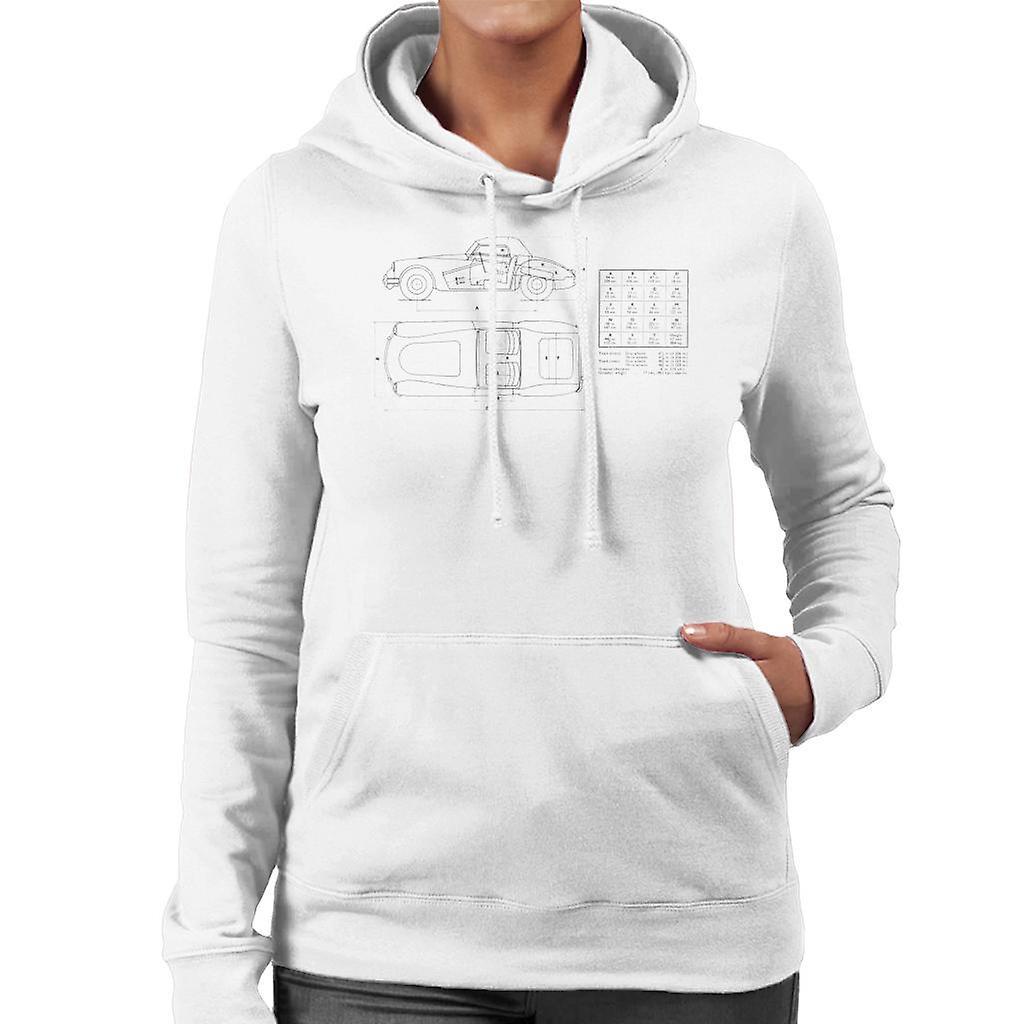 MG Schematic British Motor Heritage Women's Hooded Sweatshirt White XX-Large