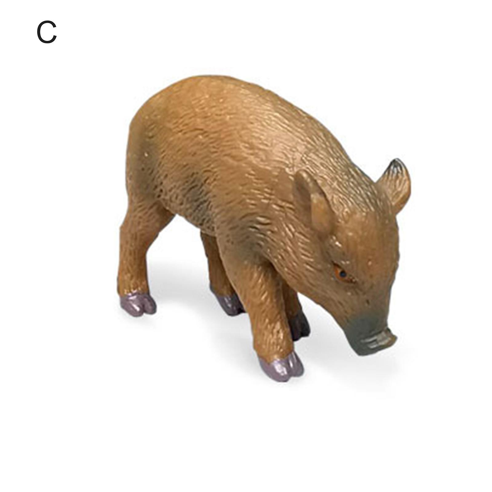 Haloppe Wild Boar Figurine Lovely Creative Vivid Wild Animal Wild Boar Model for Decoration C