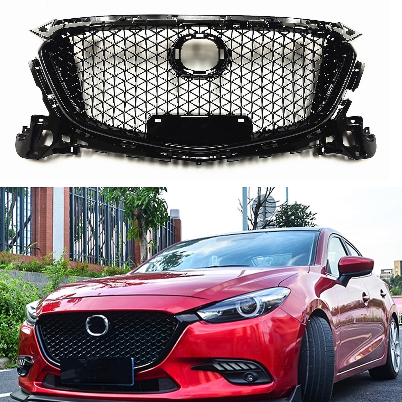 Sanxing Front Grille Racing Grills For Mazda 3 Axela 2017-2018 Honeycomb Style Glossy Black Car Upper Bumper Intake Hood Cover Mesh Grid