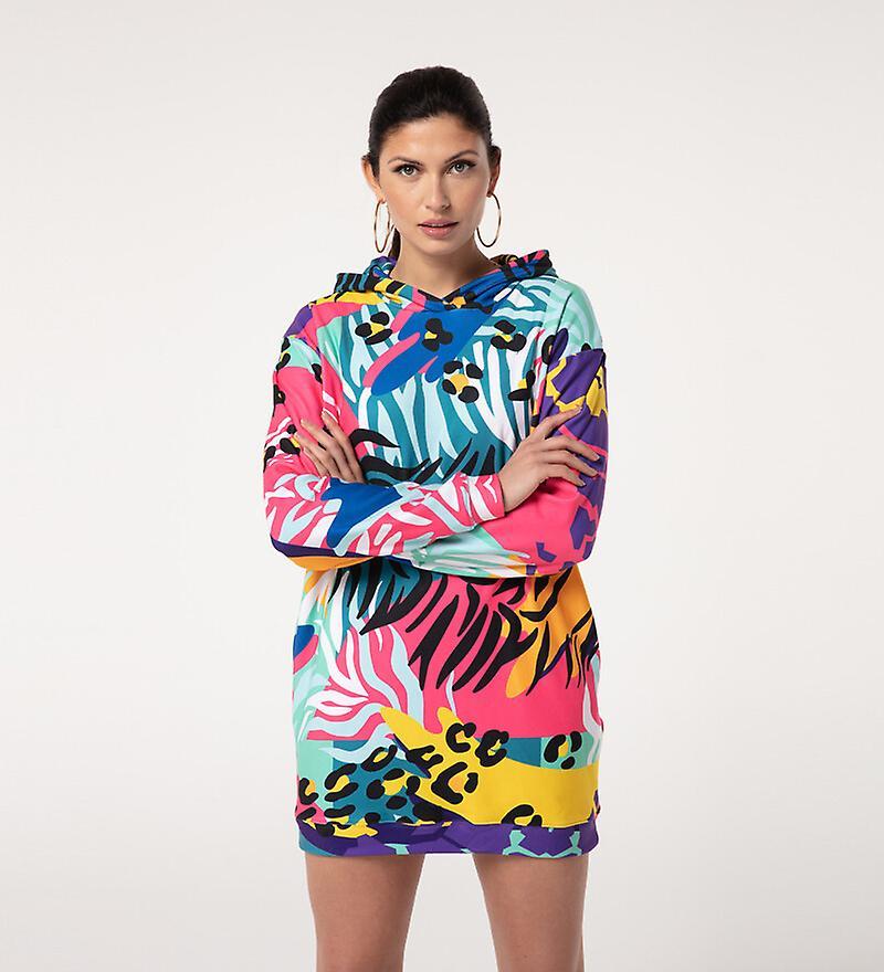 Mr Gugu & Miss Go Mr. Gugu Miss Go NEON ANIMAL OVERSIZE HOODIE DRESS teal XL