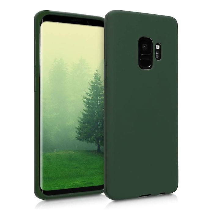 HATOLY Samsung Galaxy S9 Plus Silicone Case - Soft Matte Case Liquid Cover Dark Green