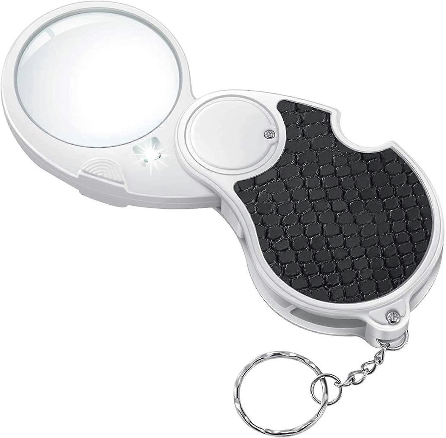 Yuzee Magnifying Glass with Light, Illuminated Magnifying Glass, 5x Handheld Magnifier Small Illuminated Foldable Hand-Illuminated Magnifying Glass...