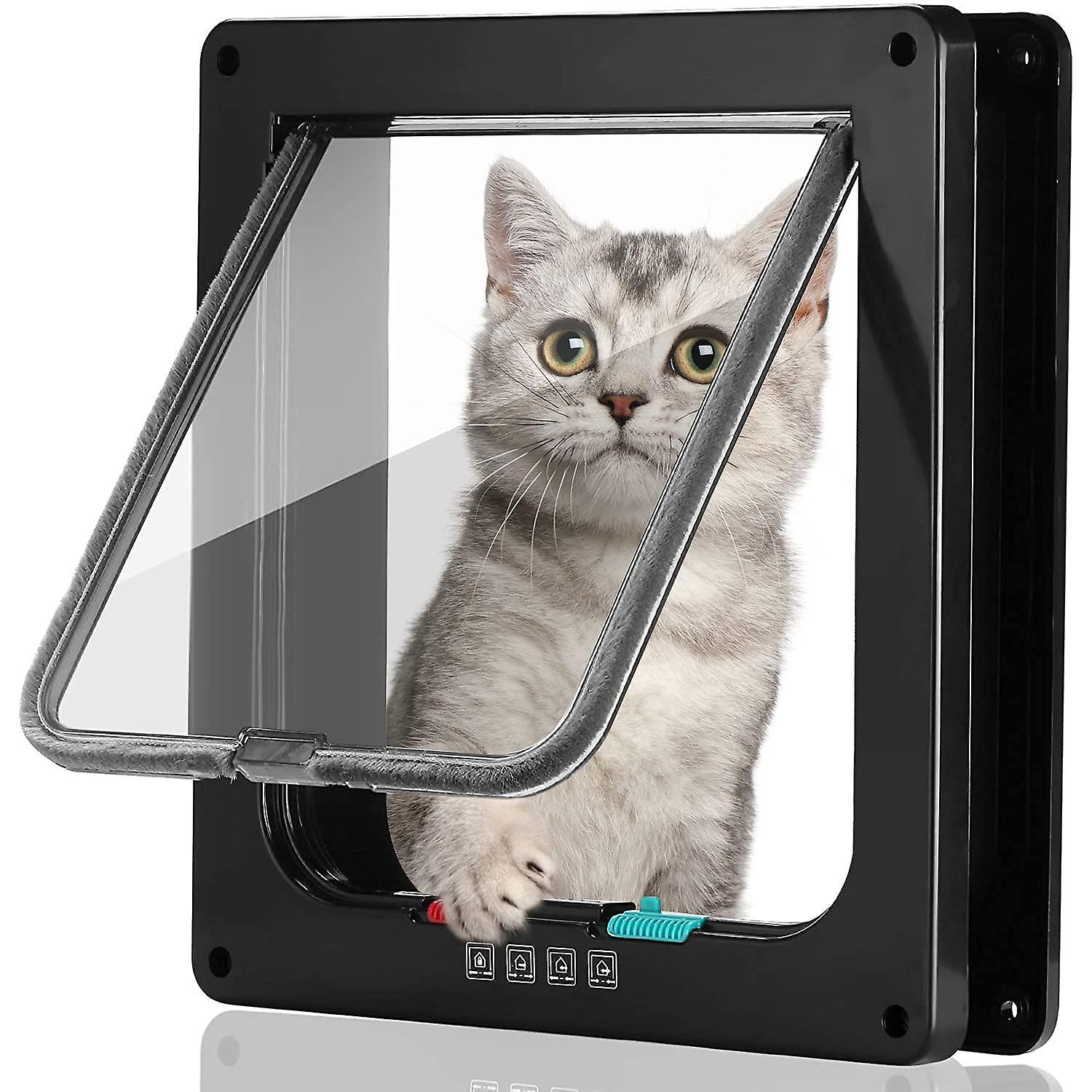 Le Contente Cat Door Small Pet Entry And Exit Security Gate On Doors And Windows Black XL