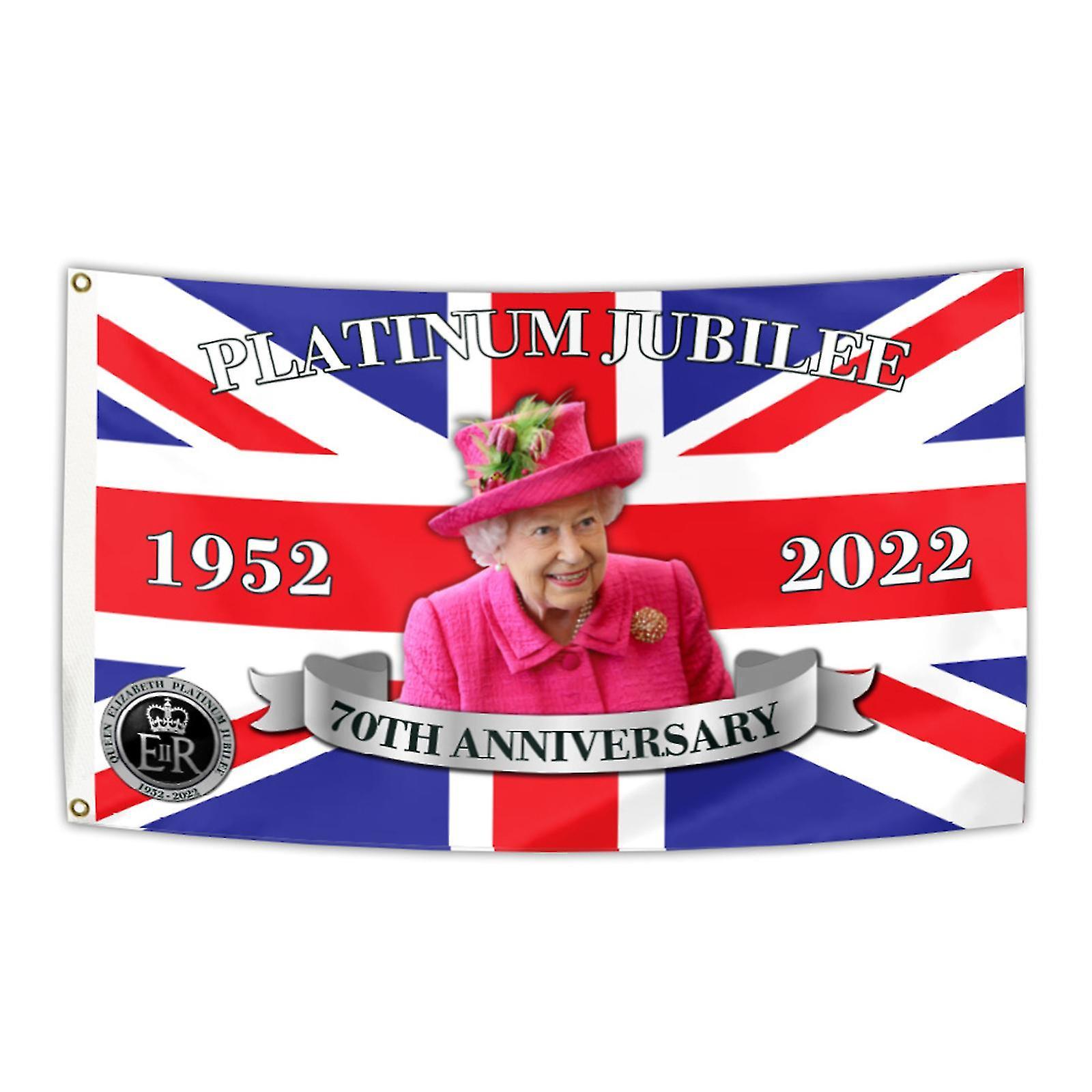 Tianzun Queens Platinum Jubilee Union Jack Flag, Queen Elizabeth Platinum Jubilee Flag, Honoring The Queen 3x5ft 3 x 5 FT