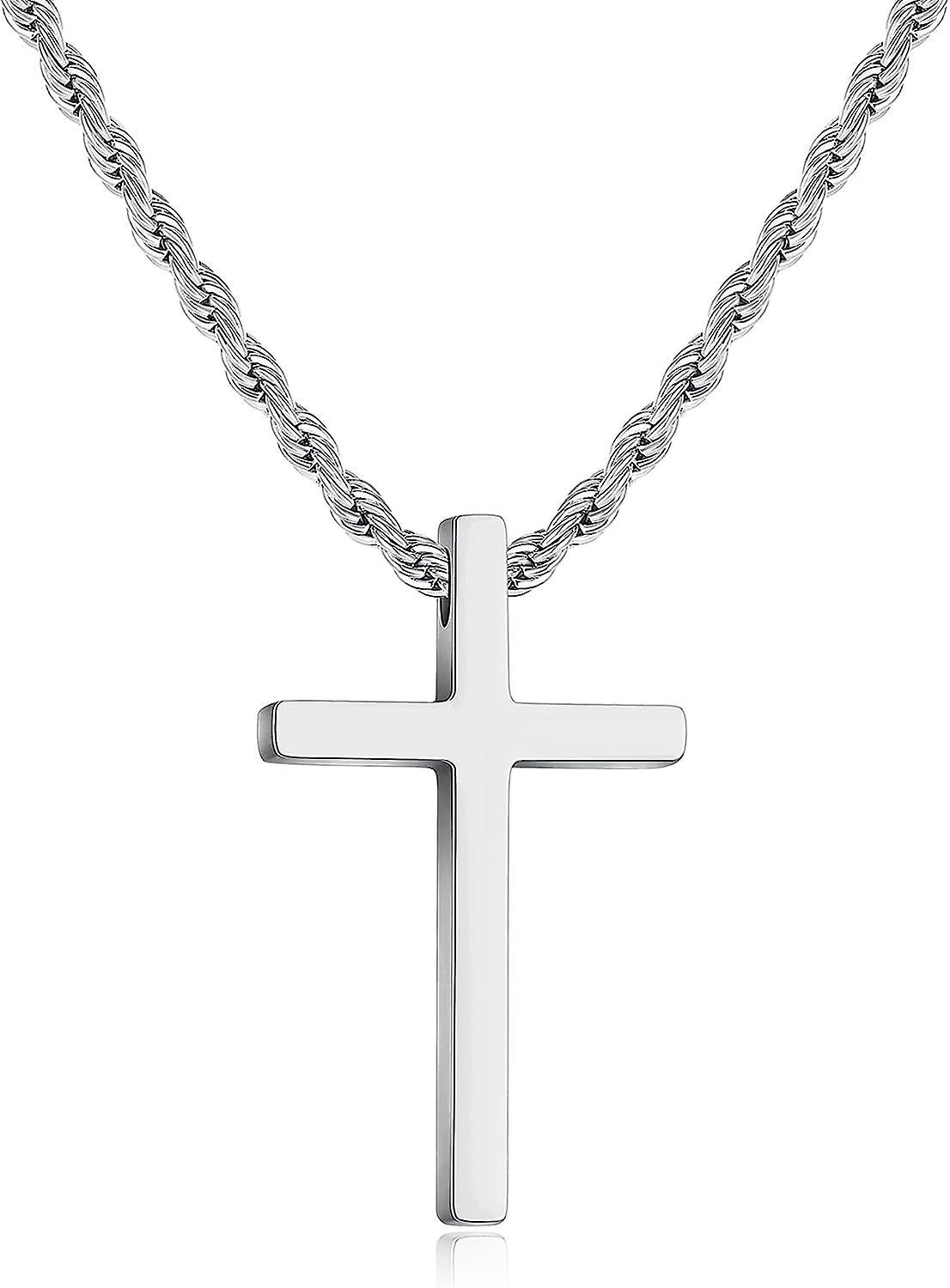 Morakot Cross Necklace For Men,stainless Steel Black Silver Gold Cross Pendant Necklace For Men Boys Cross Chain For Men 16-24 Inches Rope Chain 16...