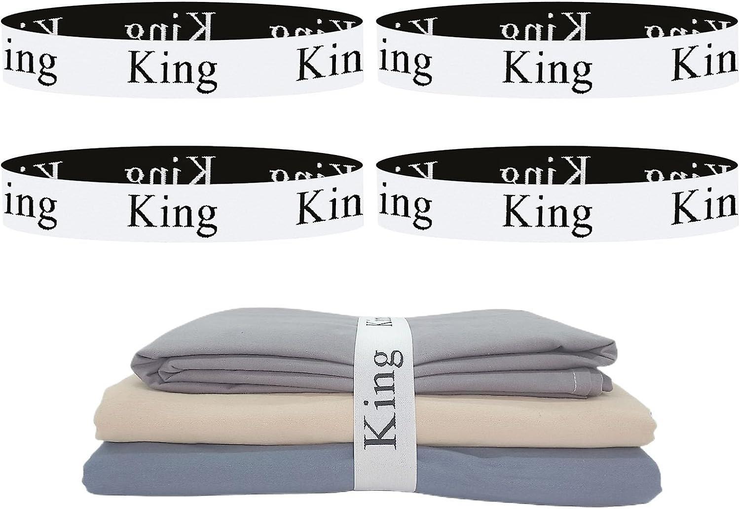 Lyun 4 Pieces Bed Sheet Organizer Bands - Labels For Bedding And Linen Organization (4pcs King).