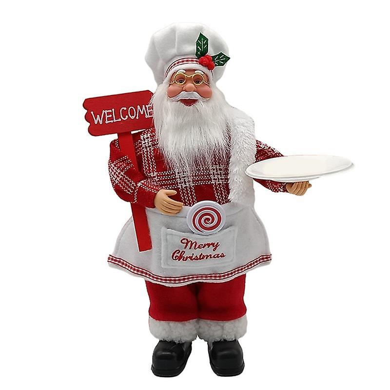 unbrand 12'' Chef Santa Claus Figurines Merry Christmas Figure Decorations Table Decor