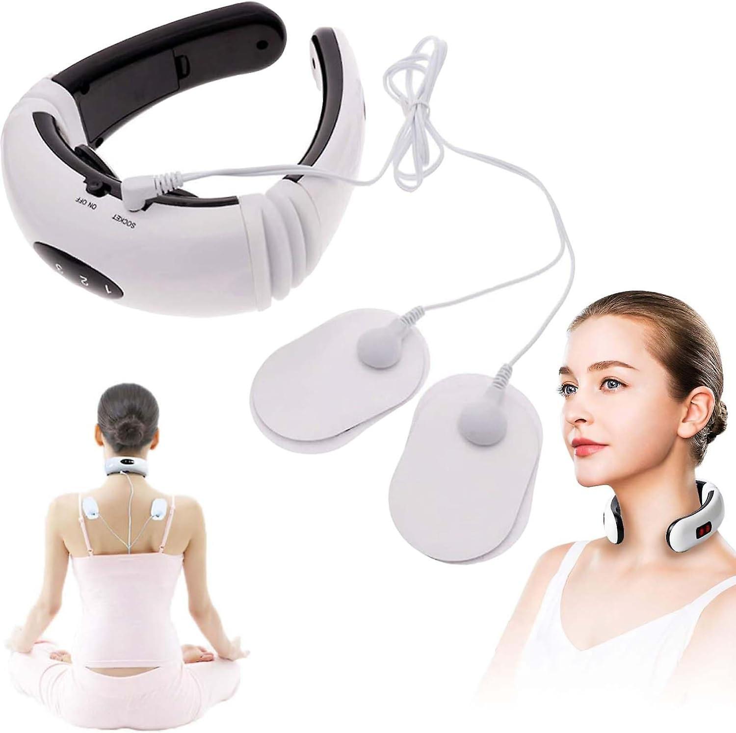 Nspiel Neck Massager For Pain Relief, Smart Electric Pulse Neck Massager Vibration Deep Tissue Massager With Electrode Pads, 6 Modes 15 Levels B Re...