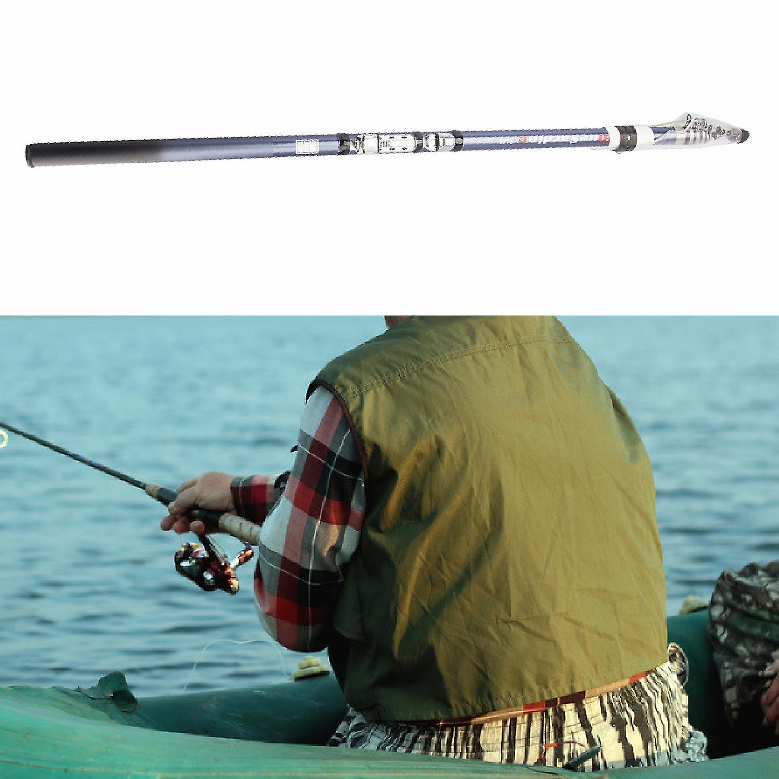 Bigougem Long Section Positioning Carbon Rock Fishing Rod Fish Pole Tackle Gear Blue 5.4m