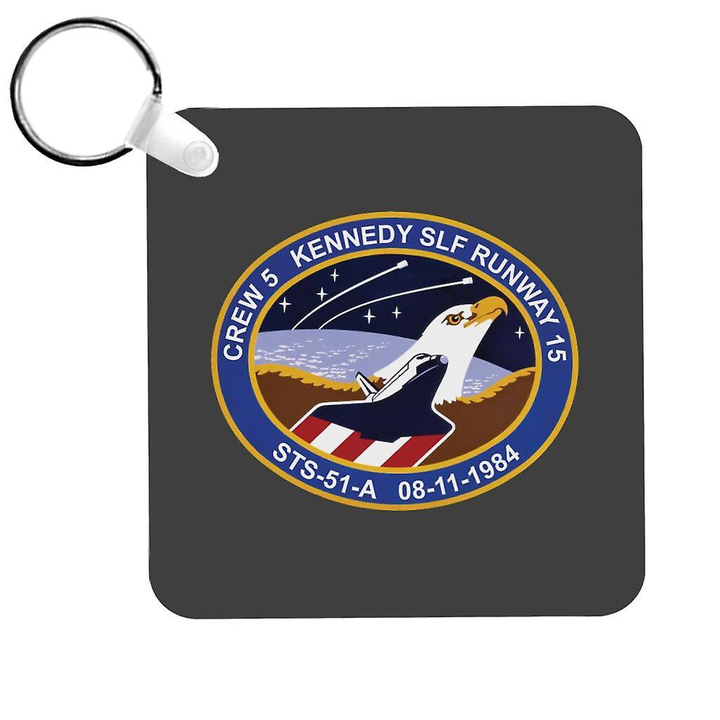 NASA STS 51 A Discovery Mission Badge Keyring Charcoal 5cm x 5cm