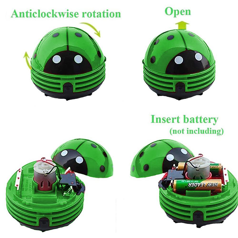 Ciuu Mini Portable Handheld Cordless Tabletop Crumb Sweeper Desktop Dust Vacuum Cleaner Cute Beetle Ladybug Battery Operated Green