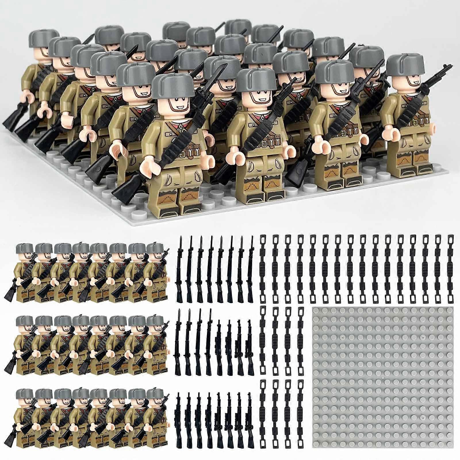 Sunvivid Army Military Building Blocks 24Pcs/Set with Base Plate Small Piece Puzzle Character Toys Soviet Army