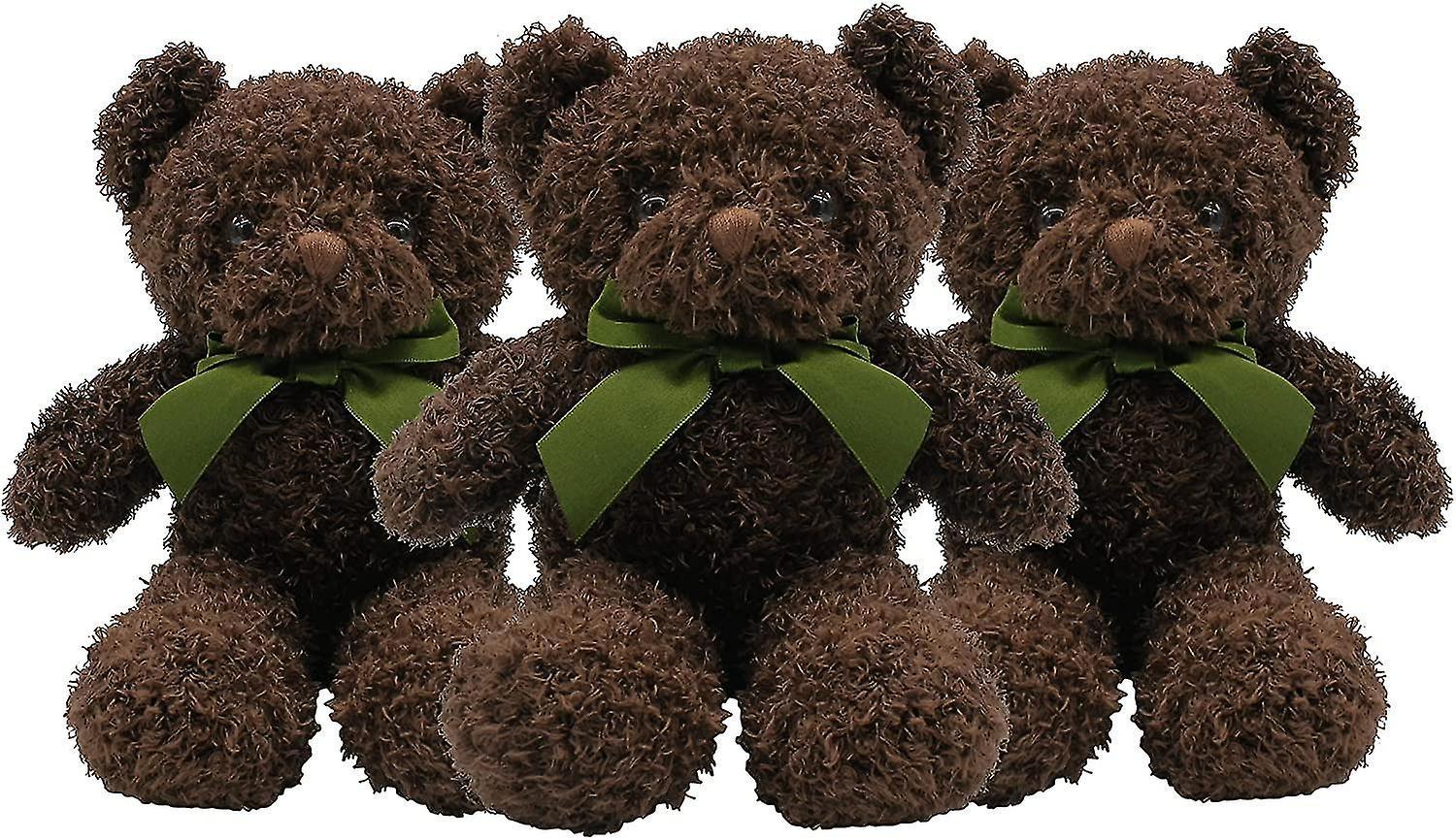 Sitabo Teddy Bear Plush - Cute Teddy Bears Stuffed Animals In 3 Colors - 3-pack Of Stuffed Bears - 9.8 Inch Height (dark Brown)