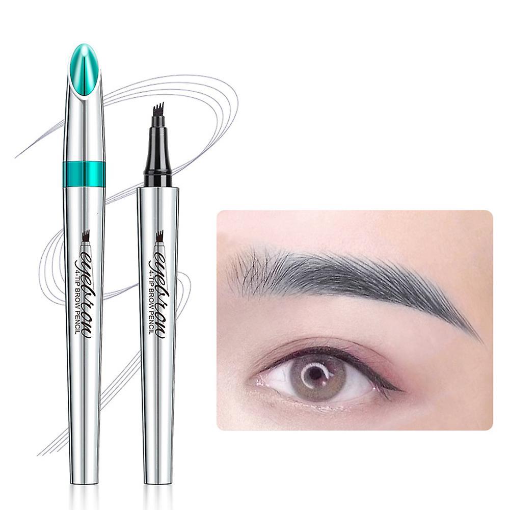 unbrand Durable Eyebrow Pencil with 4 Fork Tips Micro Eyebrow Pencils Waterproof Tattoo Eyebrow Pen for Defined Brow Smoky Gray