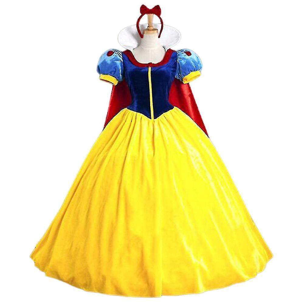 Mylight Snow White Princess Costume Women Queen Fairytale Dress+headwear Set Cosplay Party Outfit Halloween Carnival Party Gifts M