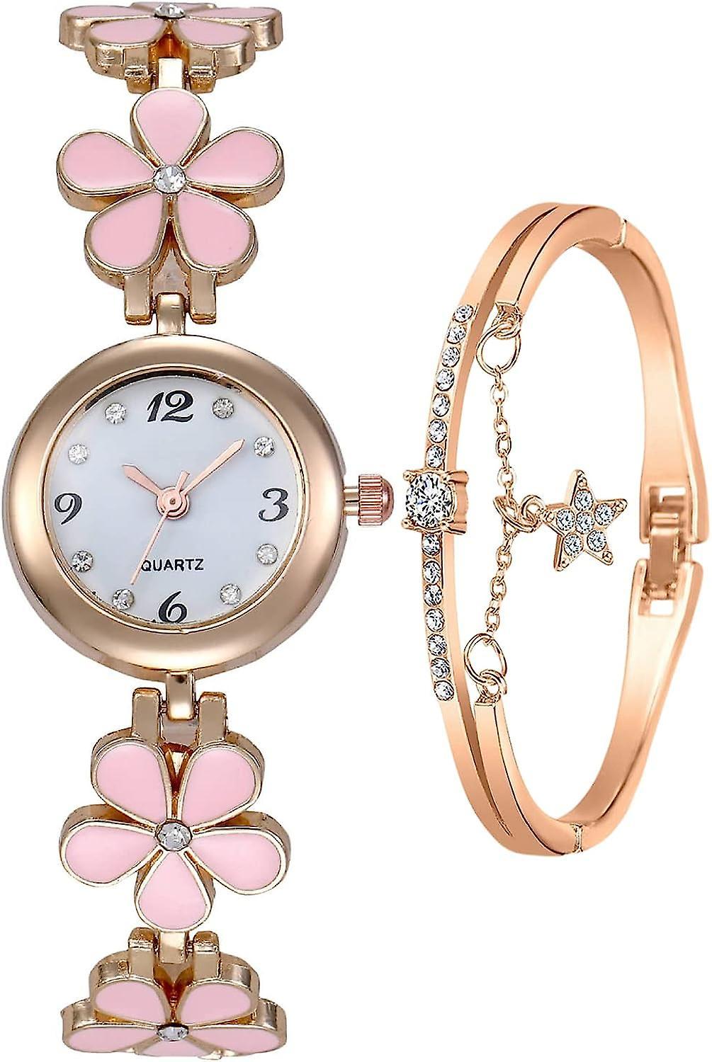 Maromalife Women's Bracelet Watch Fashion Item Waterproof Quartz Flower Shaped Watch Pink