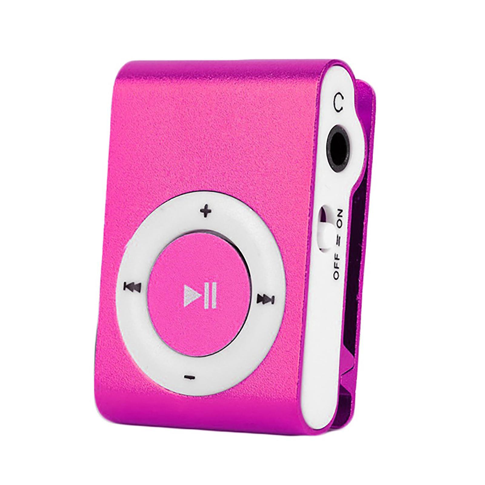 Hiborth Mini MP3 Player Portable TF Card Slot Metal Clip USB Sport Digital Music Walkman for Running Pink