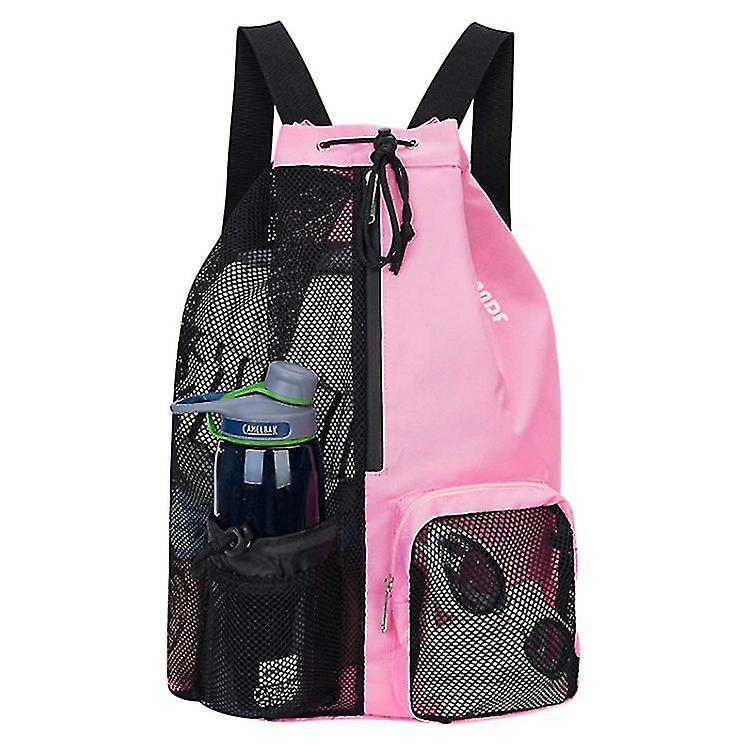 Seenlin Drawstring Swim Gym Pool Backpack Separated Waterproof Dry Compartments Bag Dry And Wet Bag Swimming Equipment Pink