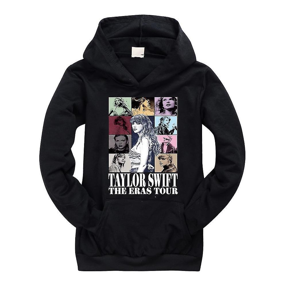 Shinestar Kids Teens Boys Girls Taylor Swift Printed Hoodies Hooded Sweatshirt Jumper Pullover Tops With Pocket Fans Gifts Black 9-10 Years