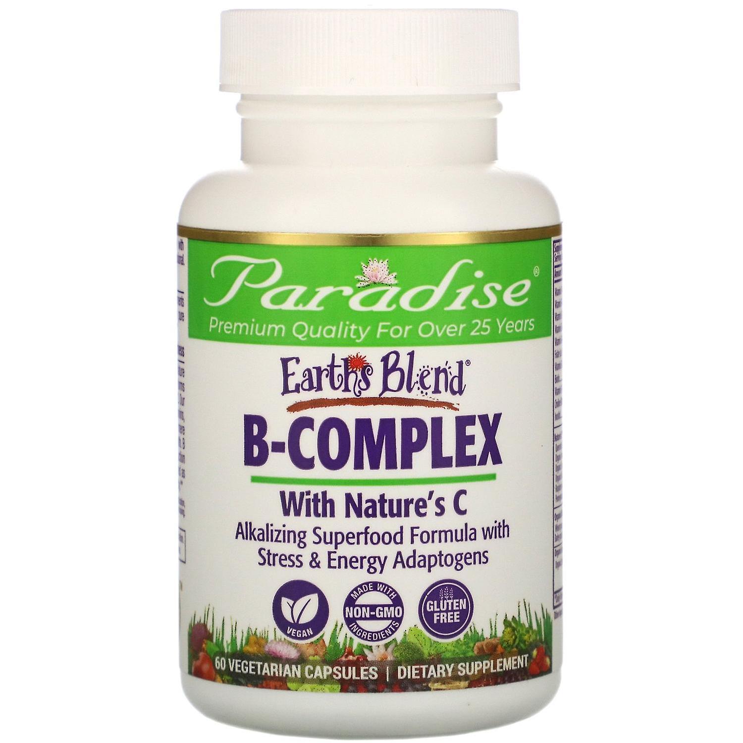 Paradise Herbs, Earth's Blend, B-Complex with Nature's C, 60 Vegetarian Capsules