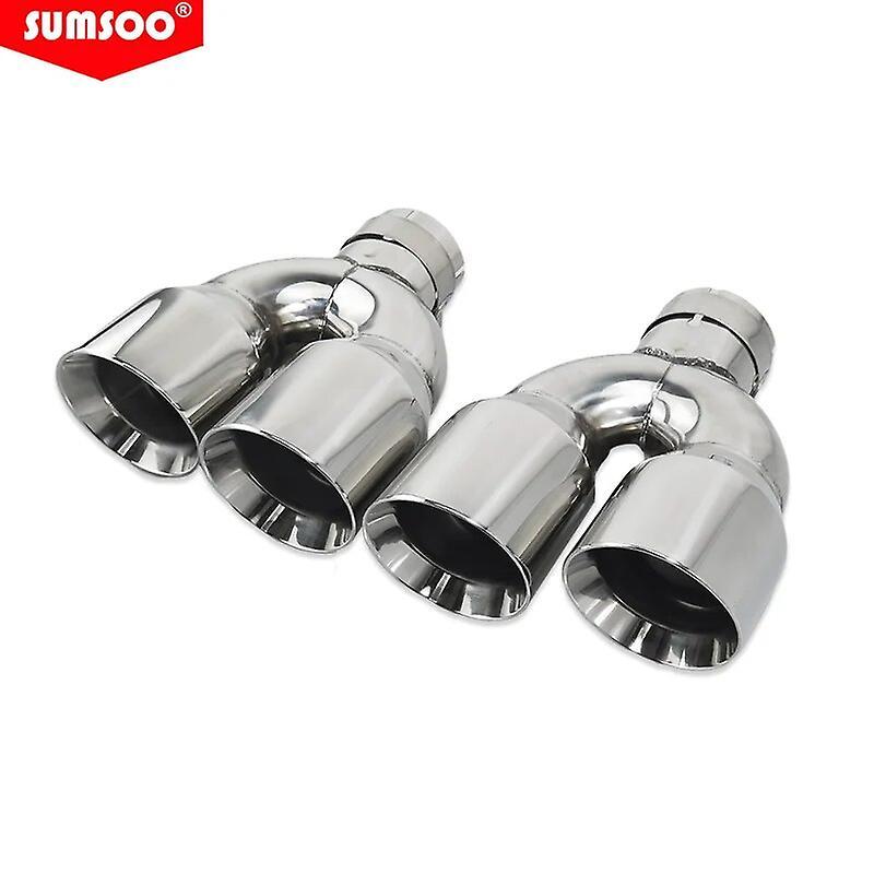 Bolongking Genuine  1PCS Exhaust dual tip Factory Manufacture 304stainless for Universal car muffler tail pipes modify left  63mm-89mm