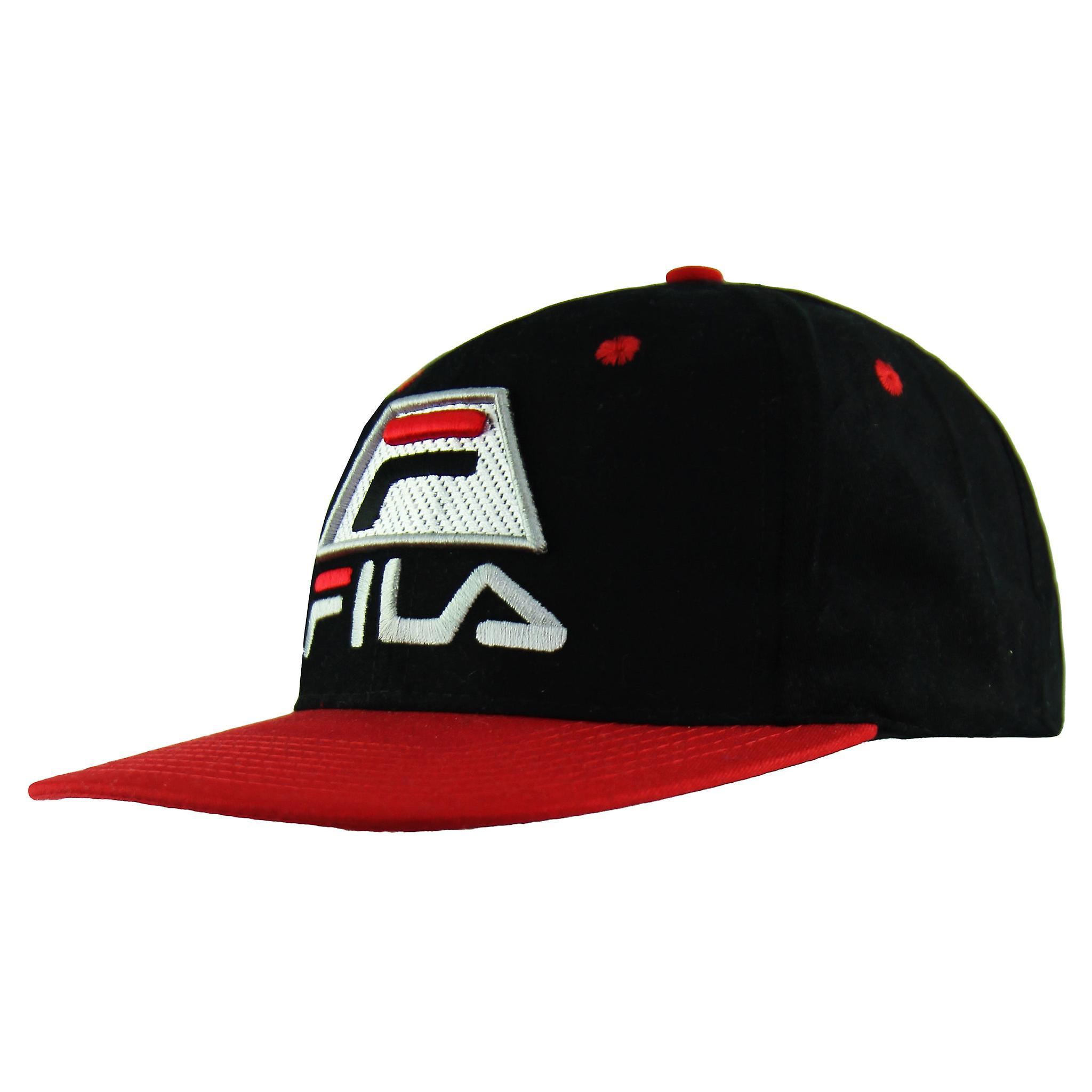 Fila Snapback Hat Adjustable Black Red Logo Unisex Cap 12919592 0001 One Size