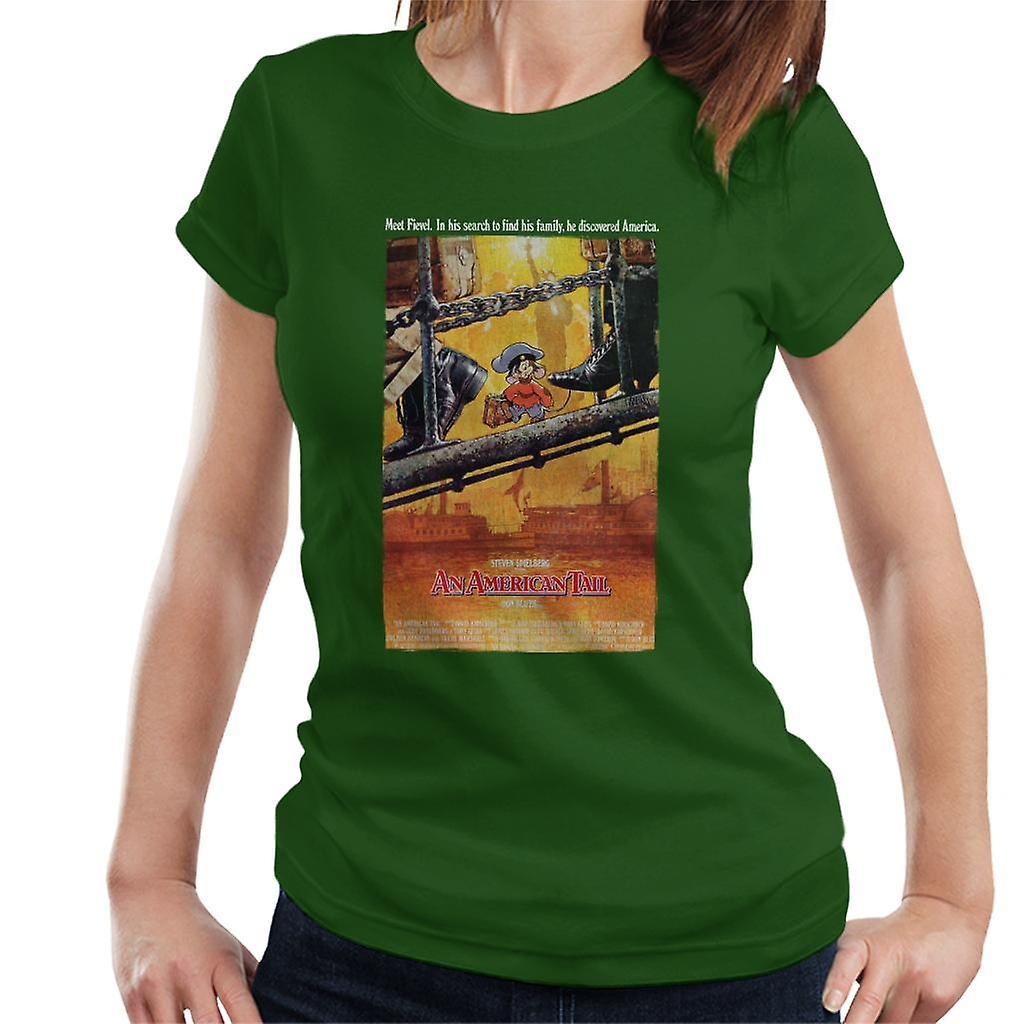 An American Tail Theatrical Poster Women's T-Shirt Bottle Green Large