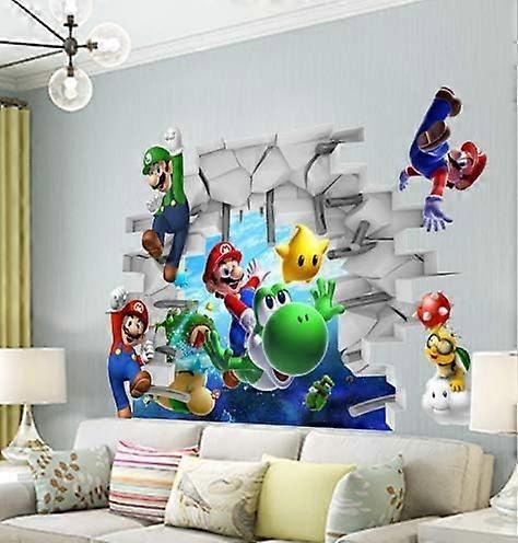 Xymcv Super Mario Bros. Wall Sticker Removable Wall Stickers for Kids Room Bedroom Living Room Nursery Home Decor Cartoon Decoration Vinyl Mural Ar...