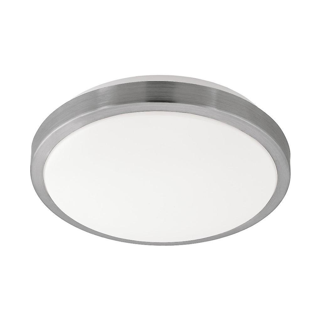 Eglo Lighting Competa LED Round Flush Ceiling Light Satin Nickel White