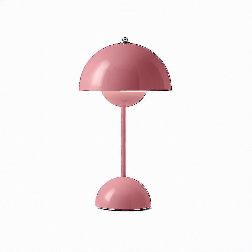 Ssylune Nordic Rechargeable Flower Table Lamp Bedside Desk Lamp Mushroom Bedroom Table Decoration Night Table Lamp Night Lights Pink