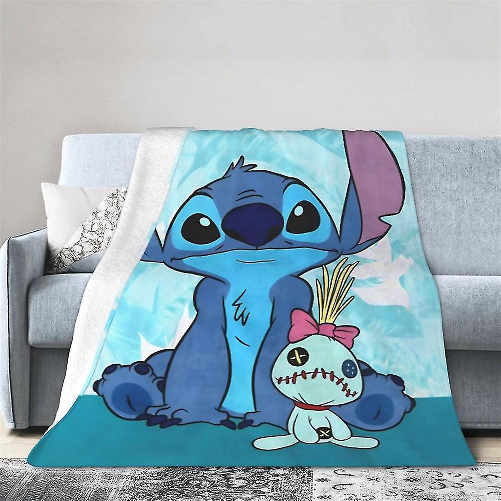 KDSKSC Stitch Fleece Blanket - Soft & Warm Flannel Throw for Sofa, Bed, Car - Perfect Lilo & Stitch Birthday Gift A 130x150cm