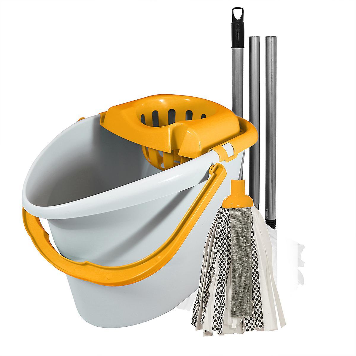 Charles Bentley 'Brights' Yellow Mop & Bucket Set Yellow/Grey