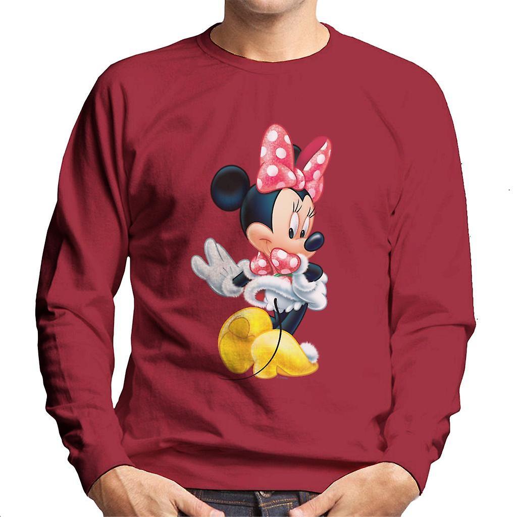 Disney Christmas Minnie Mouse Showing Off Her Shoes Men's Sweatshirt Cherry Red X-Large