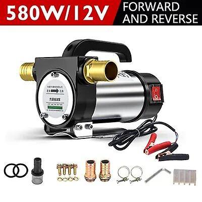 Ddyyhe 220v Electric Oil Pump Dc 12v/24v Self Priming For Diesel Kerosene Transfer Fuel Oil Well Water Pump 50l/min Forward And Reverse 12V forward...