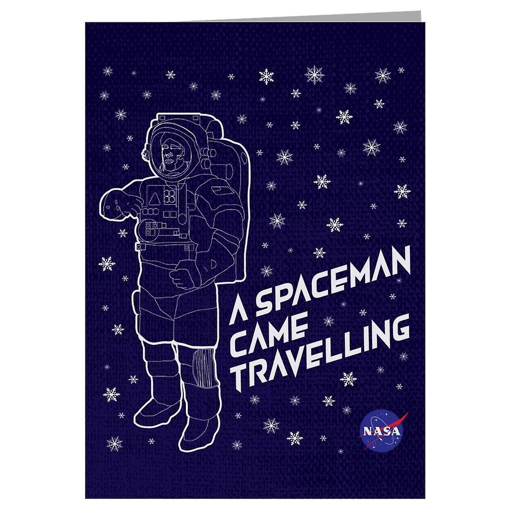 NASA Christmas A Spaceman Came Travelling Greeting Card Navy Blue 14.5 x 21cm