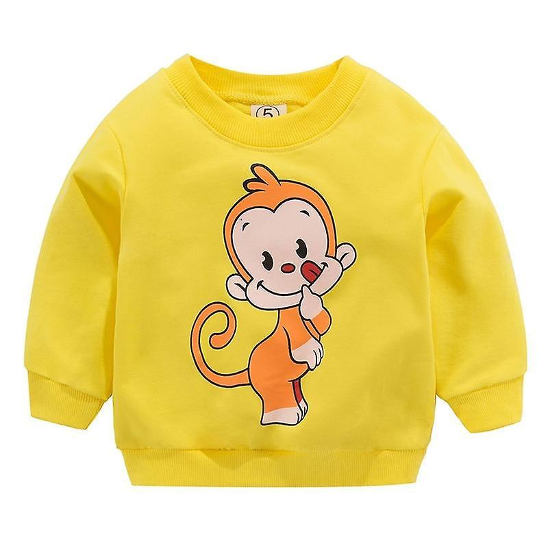 Slowmoose Sweatshirts Autumn & Spring Cartoon Cotton Hoodies yellow monkey 24M