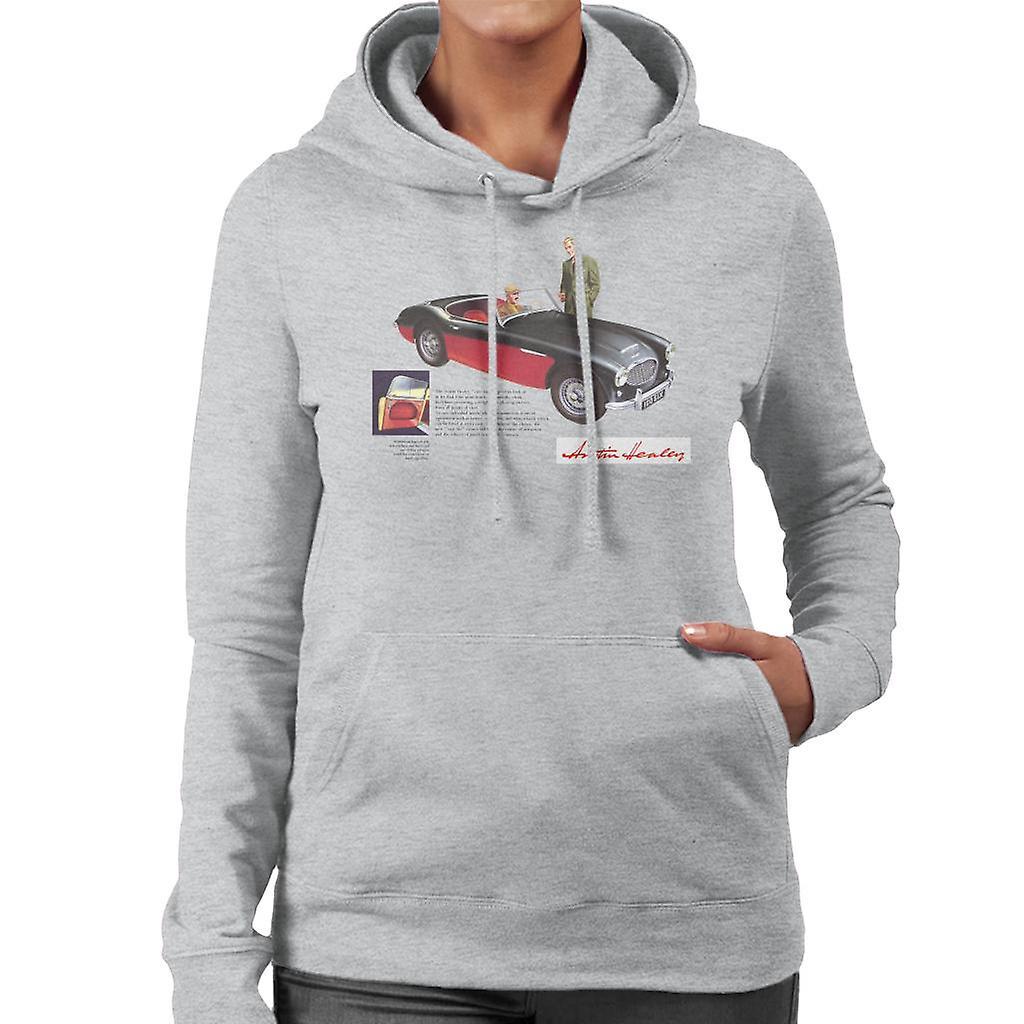 Austin Healey Black 100 Six British Motor Heritage Women's Hooded Sweatshirt Heather Grey Small