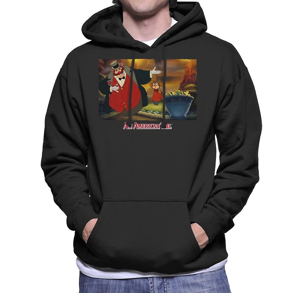 An American Tail Honest John And Fieval Eating Cheese Men's Hooded Sweatshirt Black XX-Large