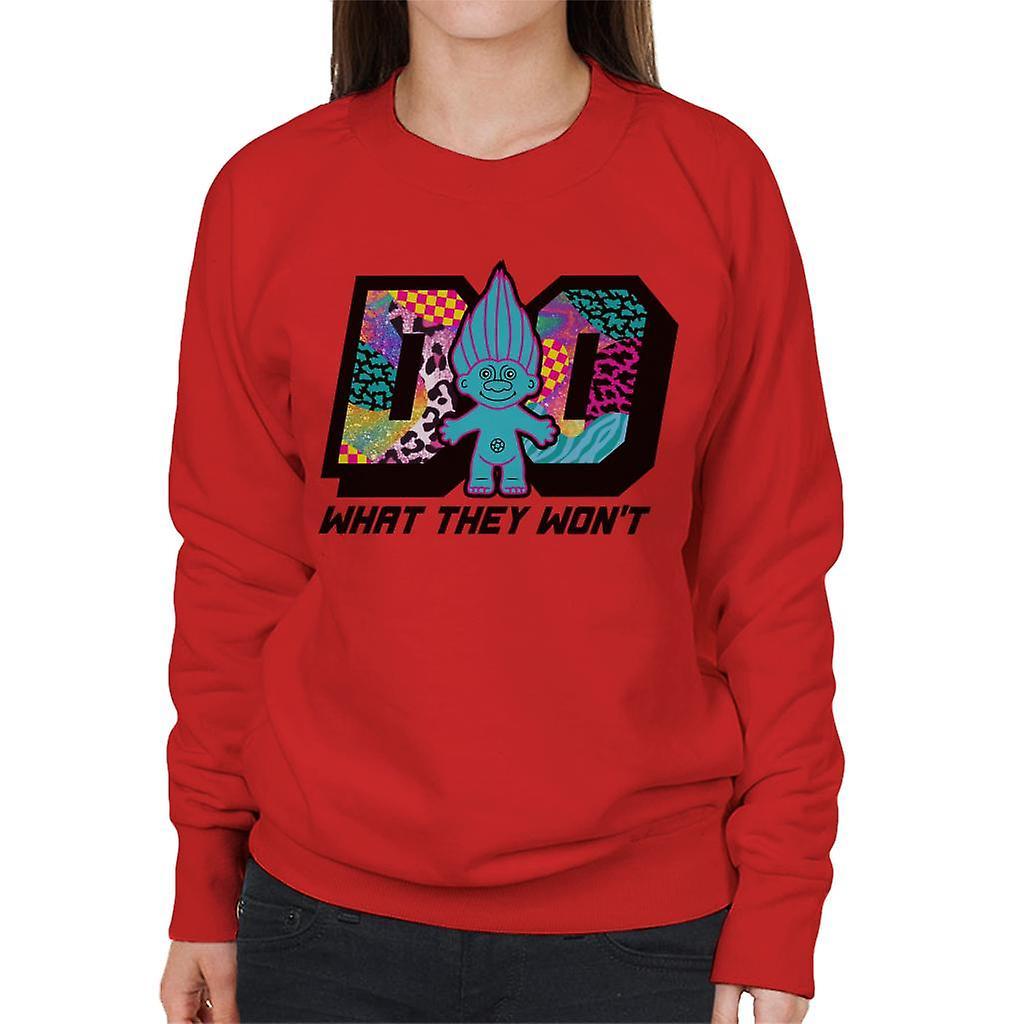 Trolls Do What They Wont Cosmic Pattern Women's Sweatshirt Red X-Large