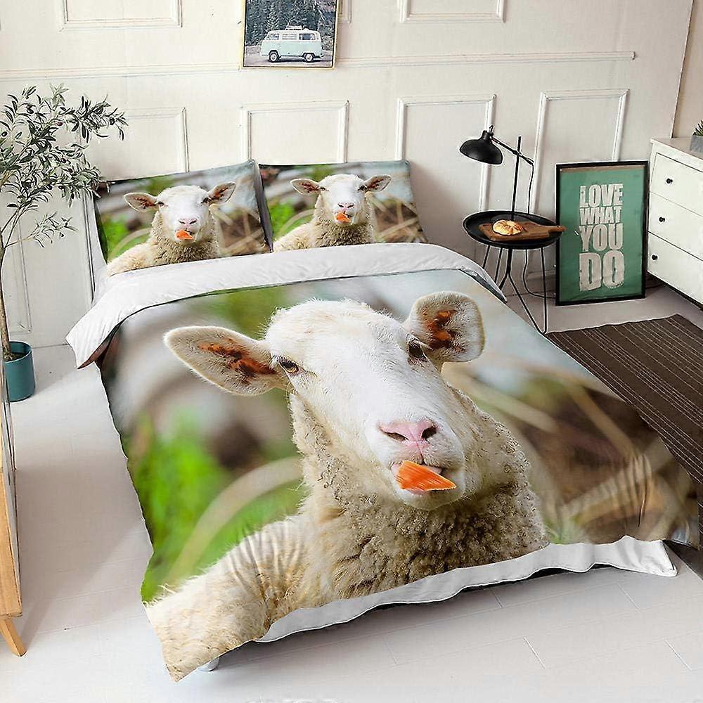 Kerota Bedding Sets Children's The Sheep Bedding Set with Microfiber Duvet Cover and Pillowcase, Digital Print D 135*200 CM Single135x200cm